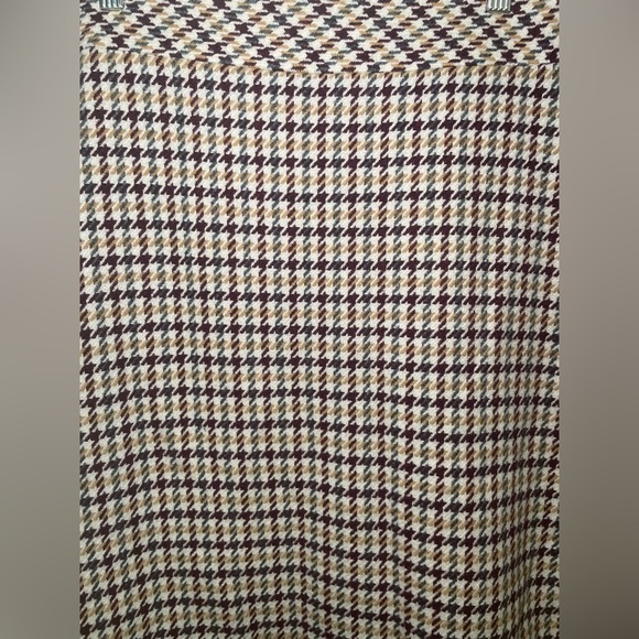 Talbots Wool Blend Houndstooth Mini Skirt Size 14 Brown Black Classic Fall - Picture 6 of 6